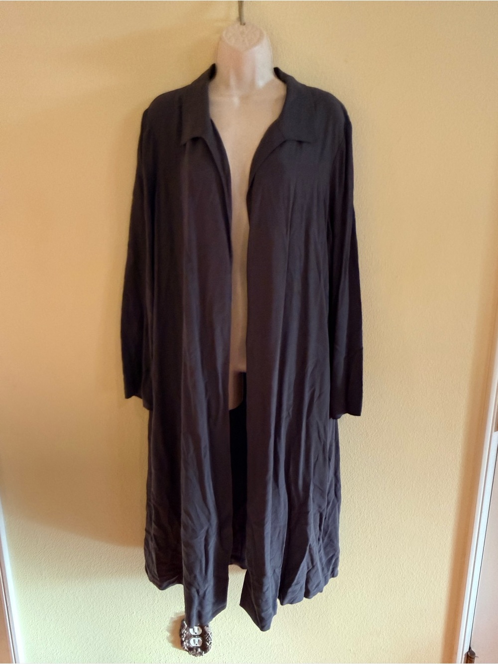 Eileen Fisher Long Open-Front duster - Charcoal Gray size large